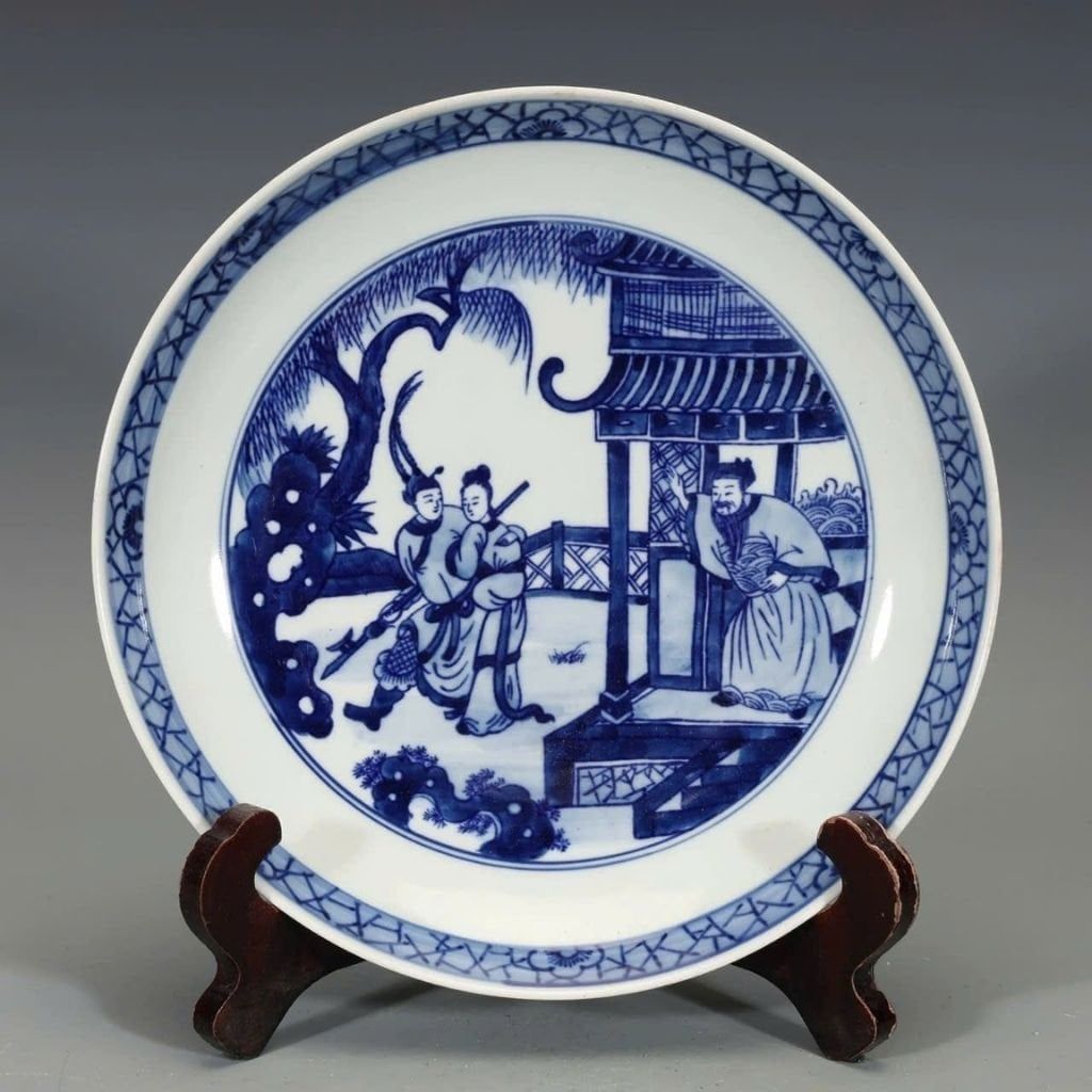  Đĩa Cảnh Gốm Sứ Vẽ Men Lam BKCECN-9600 