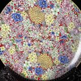  Đĩa Cảnh Trăm Hoa Men Màu Đỏ Son BKCECN-9631 