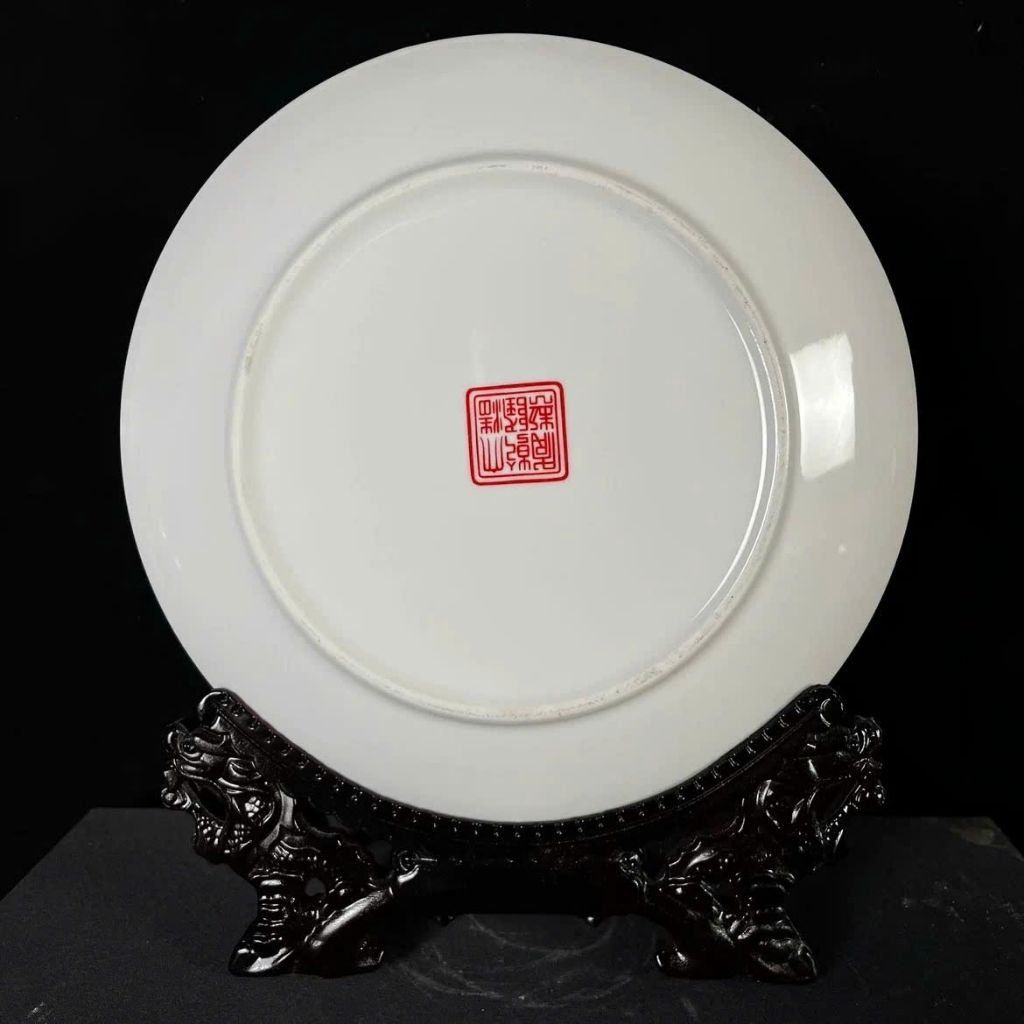  Đĩa Cảnh Trăm Hoa Men Màu Đỏ Son BKCECN-9631 