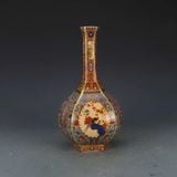  Bình Gốm Đa Giác Vẽ Màu Chim Hoa Cổ Sưu Tầm BKCECN-9678 