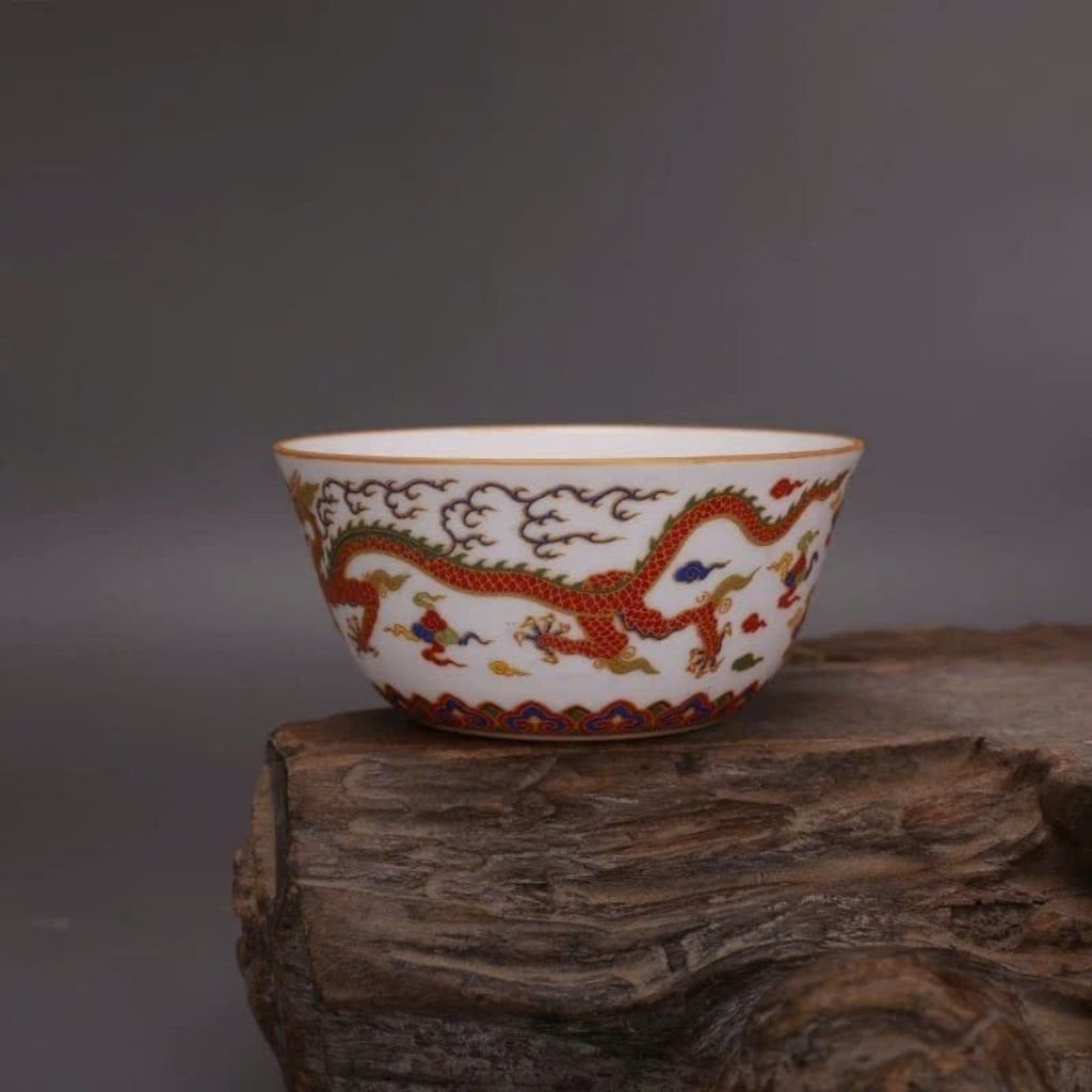  Bát Sứ Trắng Vẽ Rồng Phượng Cổ Điển BKCECN-9731 