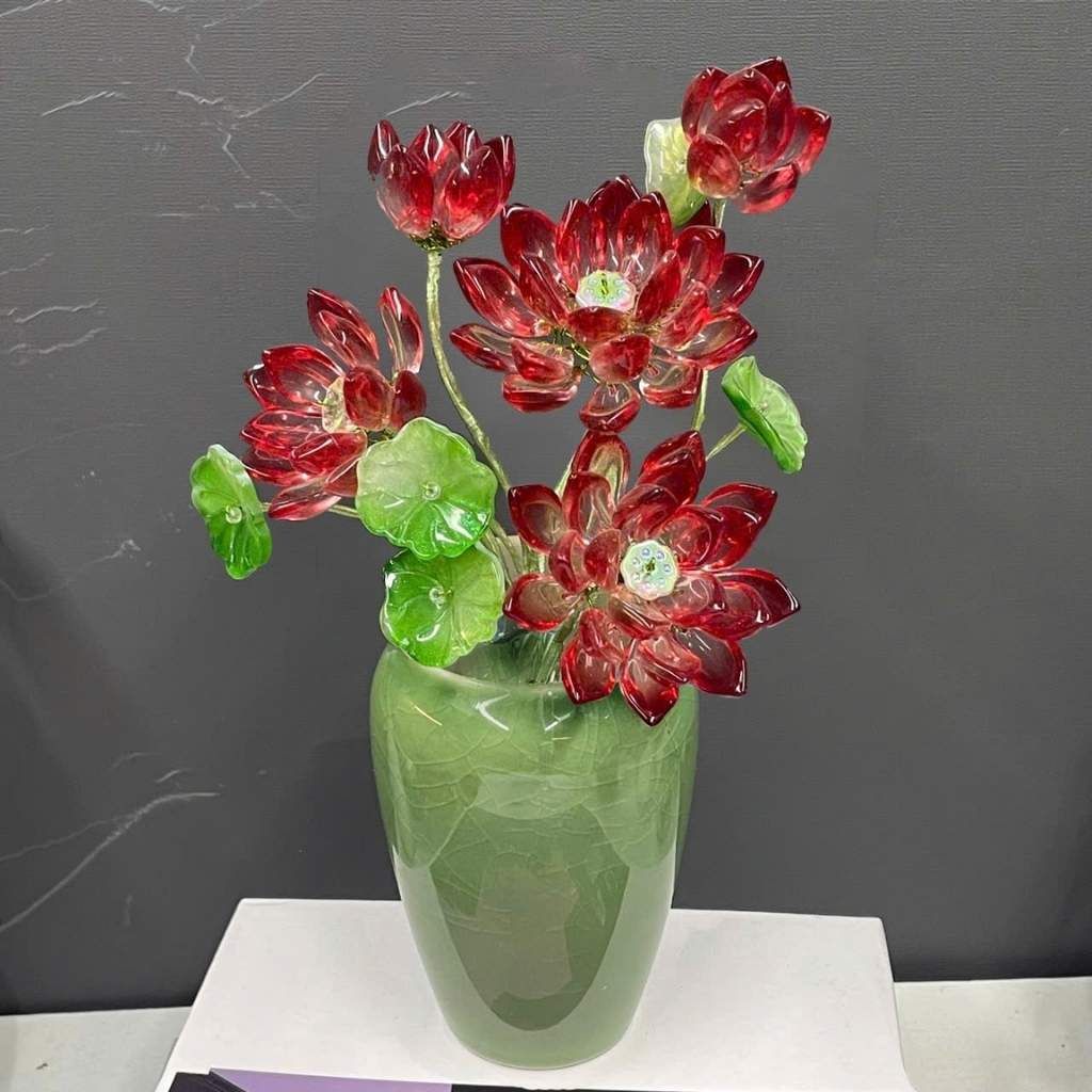  Bộ Bình Hoa Sen Đá Đỏ  BKCECN-9758 