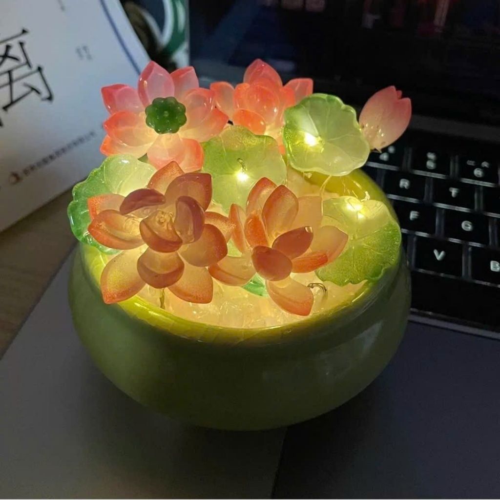  Chậu Hoa Sen Đá LED Trang Trí  BKCECN-9759 