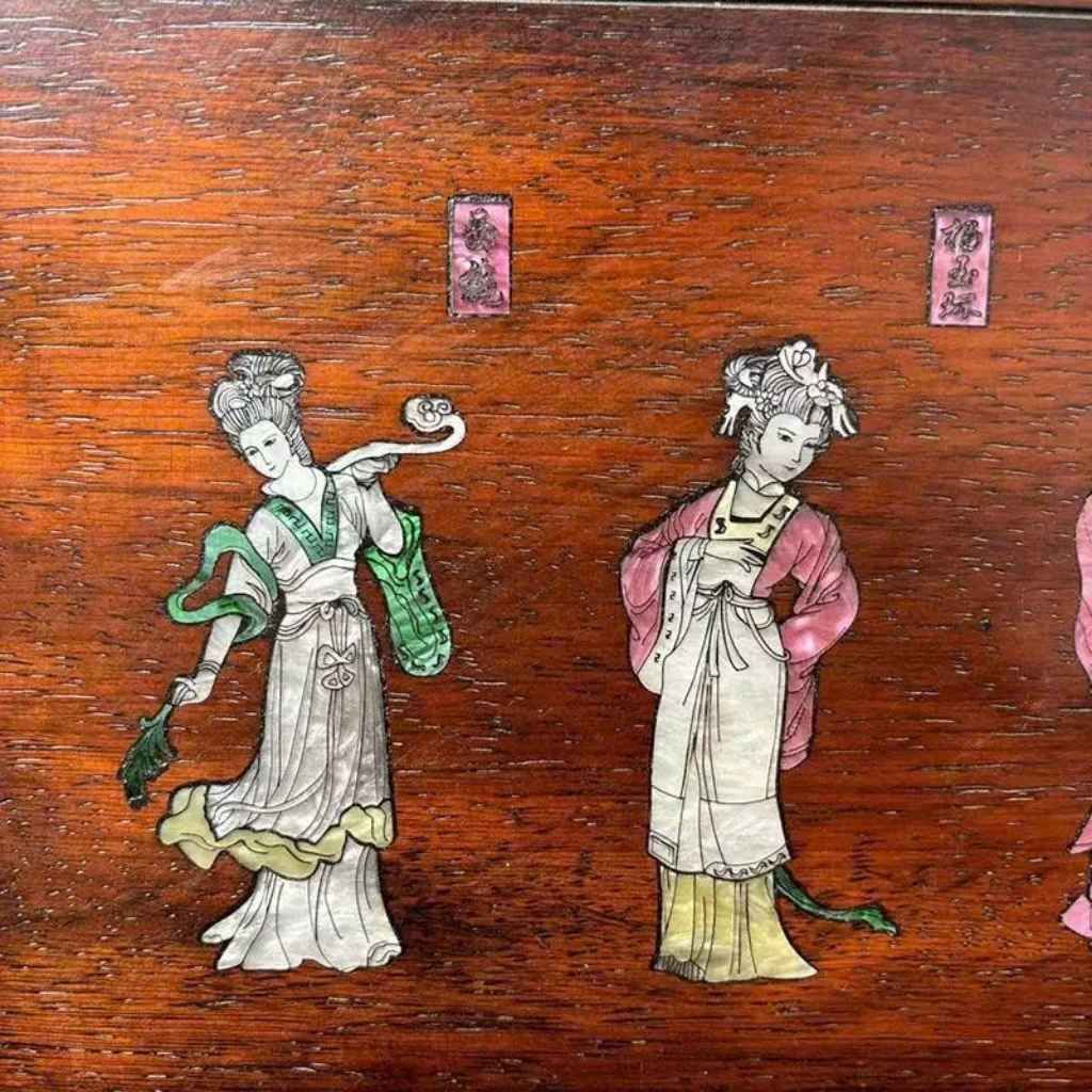  Khay Gỗ Gụ Khảm Tứ Đại Mỹ Nhân Decor Bàn Trà BKCECN-9771 