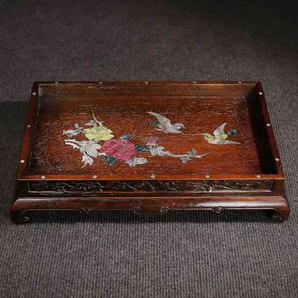  Khay Trà Gỗ Gụ Khảm Chim Hoa  BKCECN-9772 