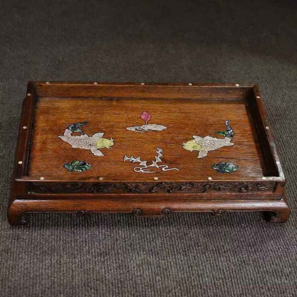  Khay Trà Gỗ Gụ Khảm Chim Hoa  BKCECN-9772 