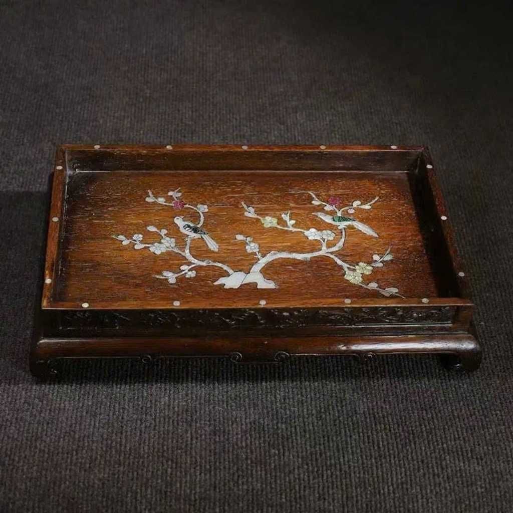  Khay Trà Gỗ Gụ Khảm Chim Hoa  BKCECN-9772 