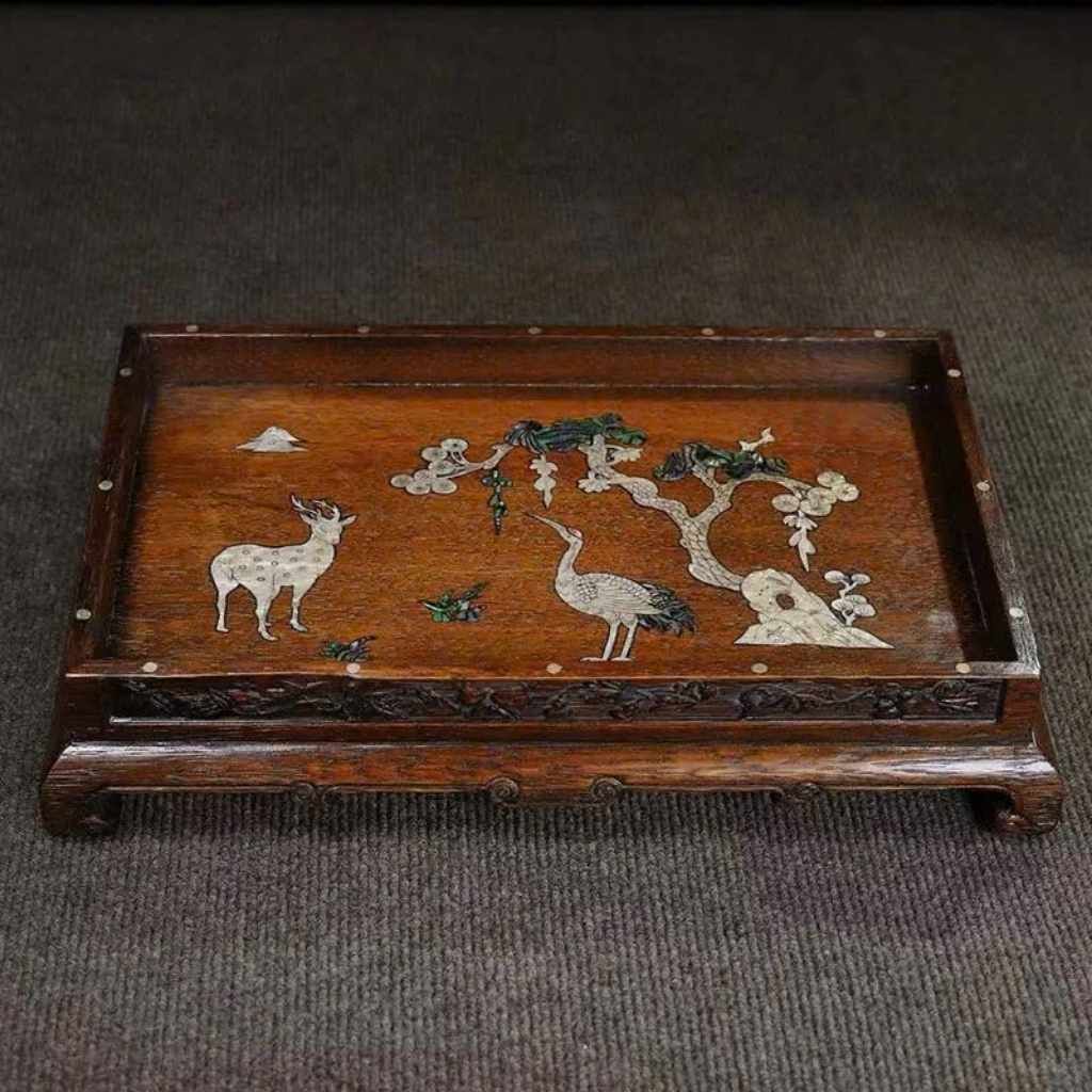  Khay Trà Gỗ Gụ Khảm Chim Hoa  BKCECN-9772 