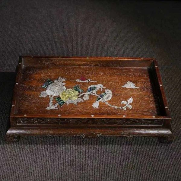  Khay Trà Gỗ Gụ Khảm Chim Hoa  BKCECN-9772 