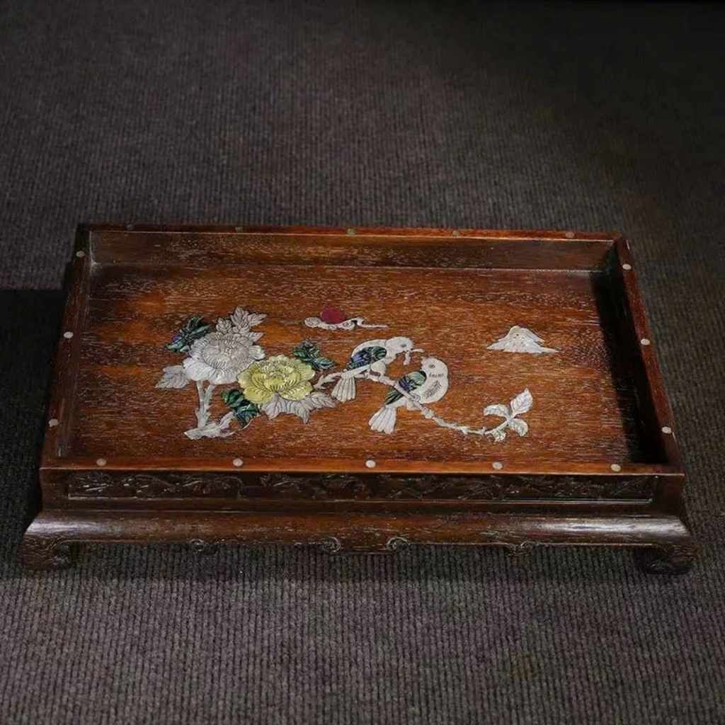  Khay Trà Gỗ Gụ Khảm Chim Hoa  BKCECN-9772 