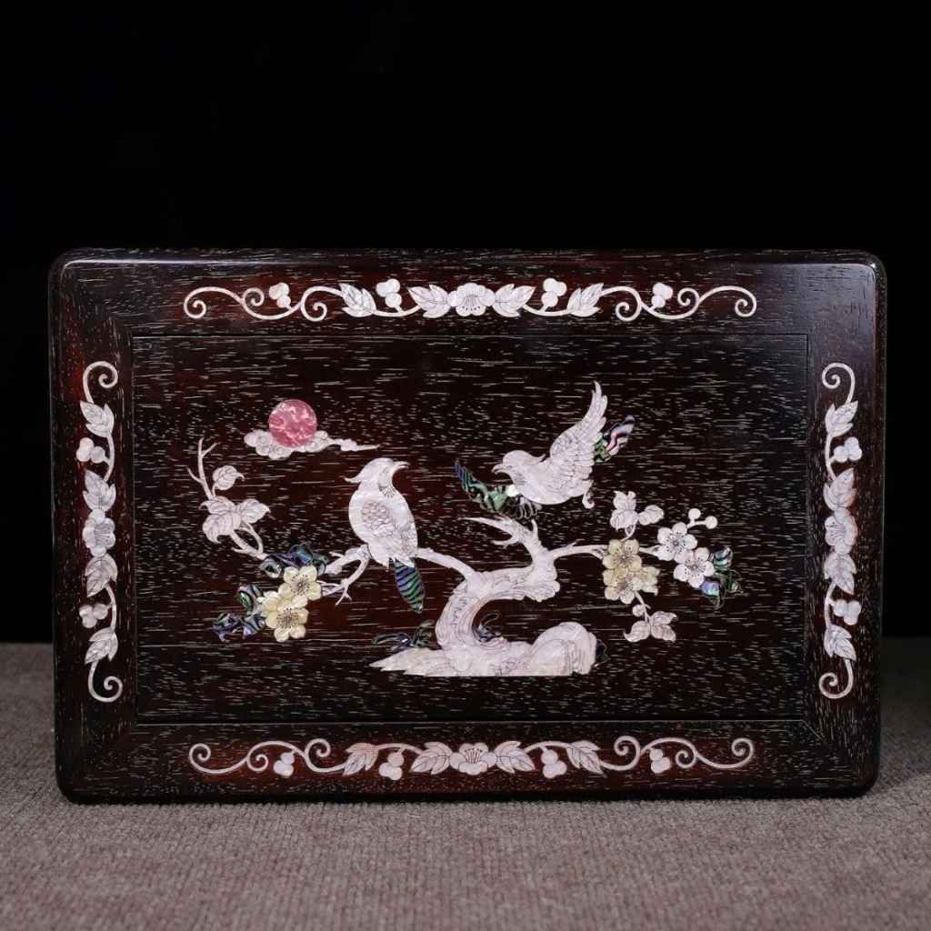  Khay Trà Gỗ Gụ Khảm Chim Hoa Cổ Điển BKCECN-9773 