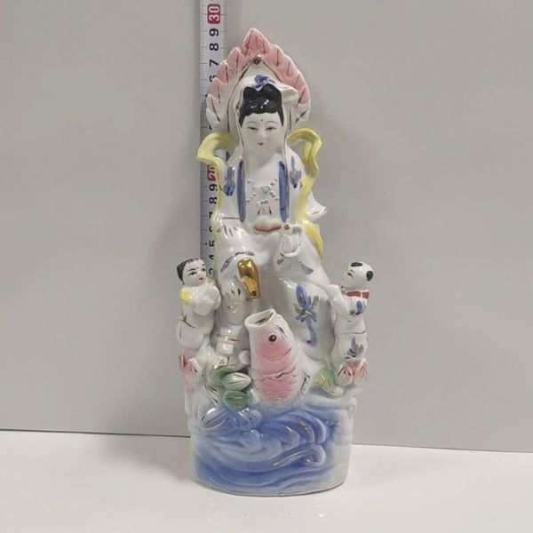  Tượng Gốm Quan Âm Cưỡi Cá Chép BKCECN-9801 