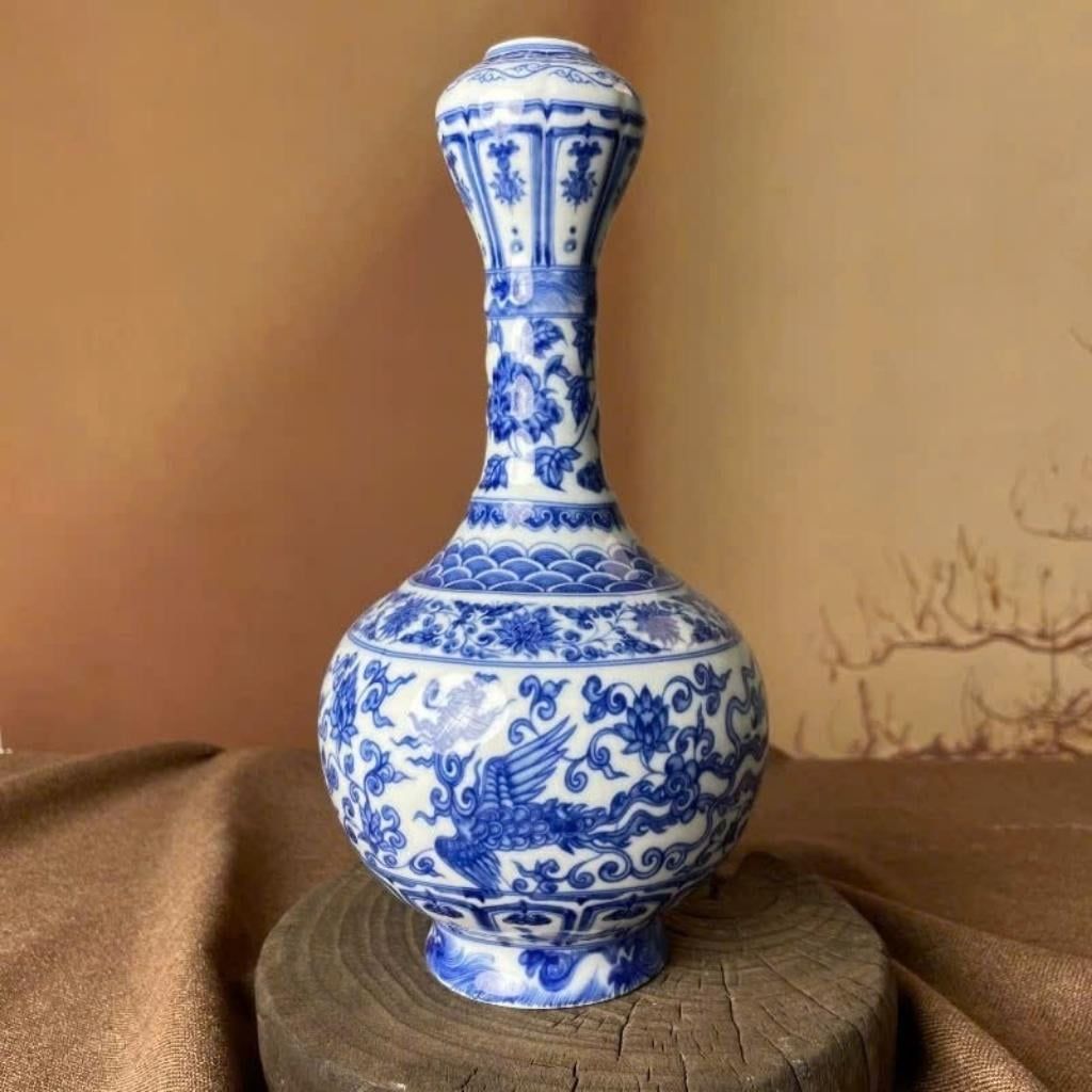  Bình Gốm Sưu Tầm men lam họa tiết Phượng Hoàng BKCECN-9835 