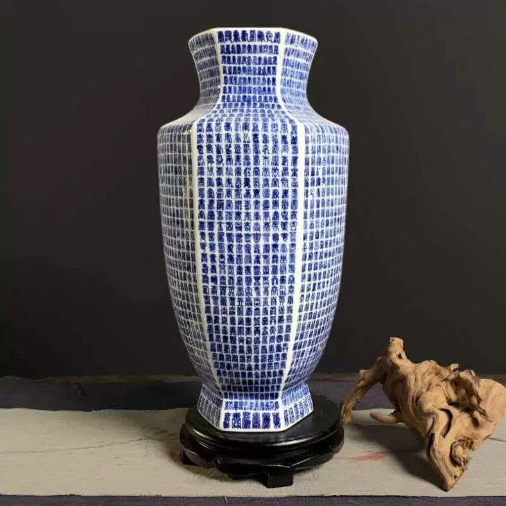  Bình Gốm Men Lam Khắc Kinh văn BKCECN-9836 