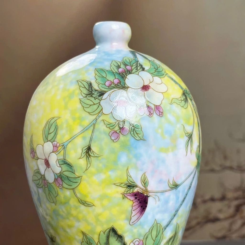  Bình Gốm Men Xưa Vẽ Cảnh Xuân Hòa Độc Đáo BKCECN-9837 