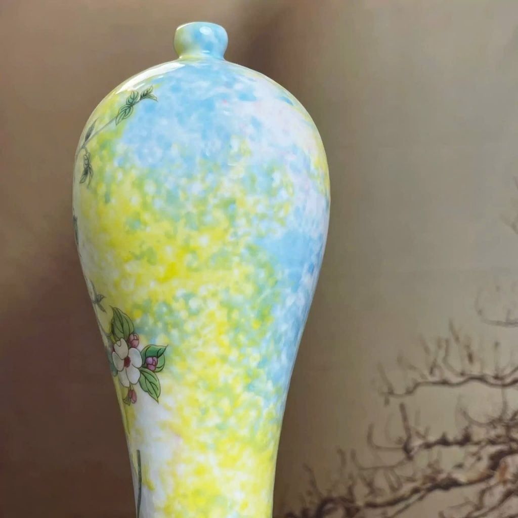  Bình Gốm Men Xưa Vẽ Cảnh Xuân Hòa Độc Đáo BKCECN-9837 