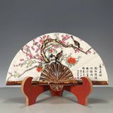  Quạt Gốm Sứ Vẽ Hoa Mai Điểu - Đồ Decor Cổ Điển BKCECN-9844 