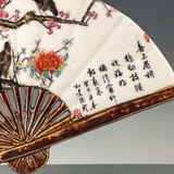  Quạt Gốm Sứ Vẽ Hoa Mai Điểu - Đồ Decor Cổ Điển BKCECN-9844 