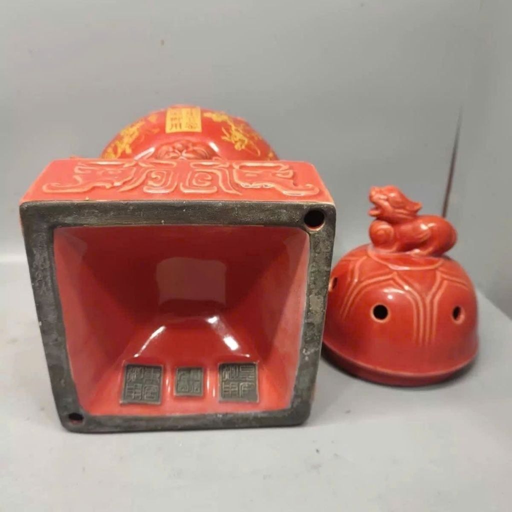  Lư Hương Ba Chân Đỏ Ngự Dụng Hoàng Cung BKCECN-9895 