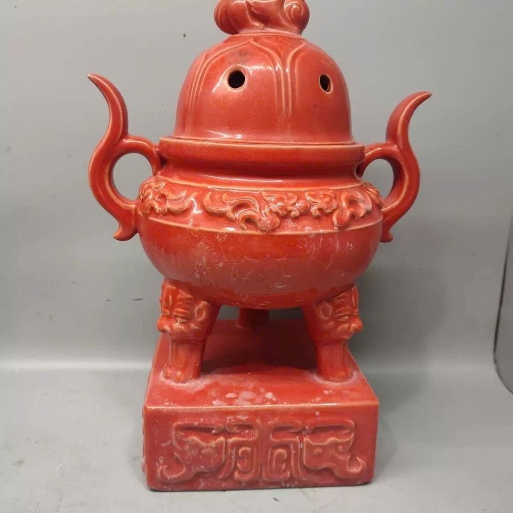  Lư Hương Ba Chân Đỏ Ngự Dụng Hoàng Cung BKCECN-9895 