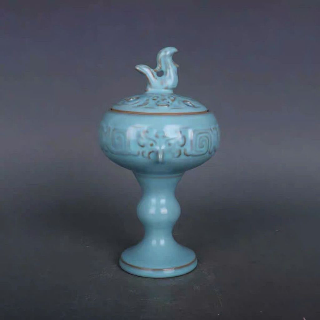  Lư Xông Trầm Gốm Sứ Men Xanh Thiên Thanh Cổ Điển BKCECN-9899 