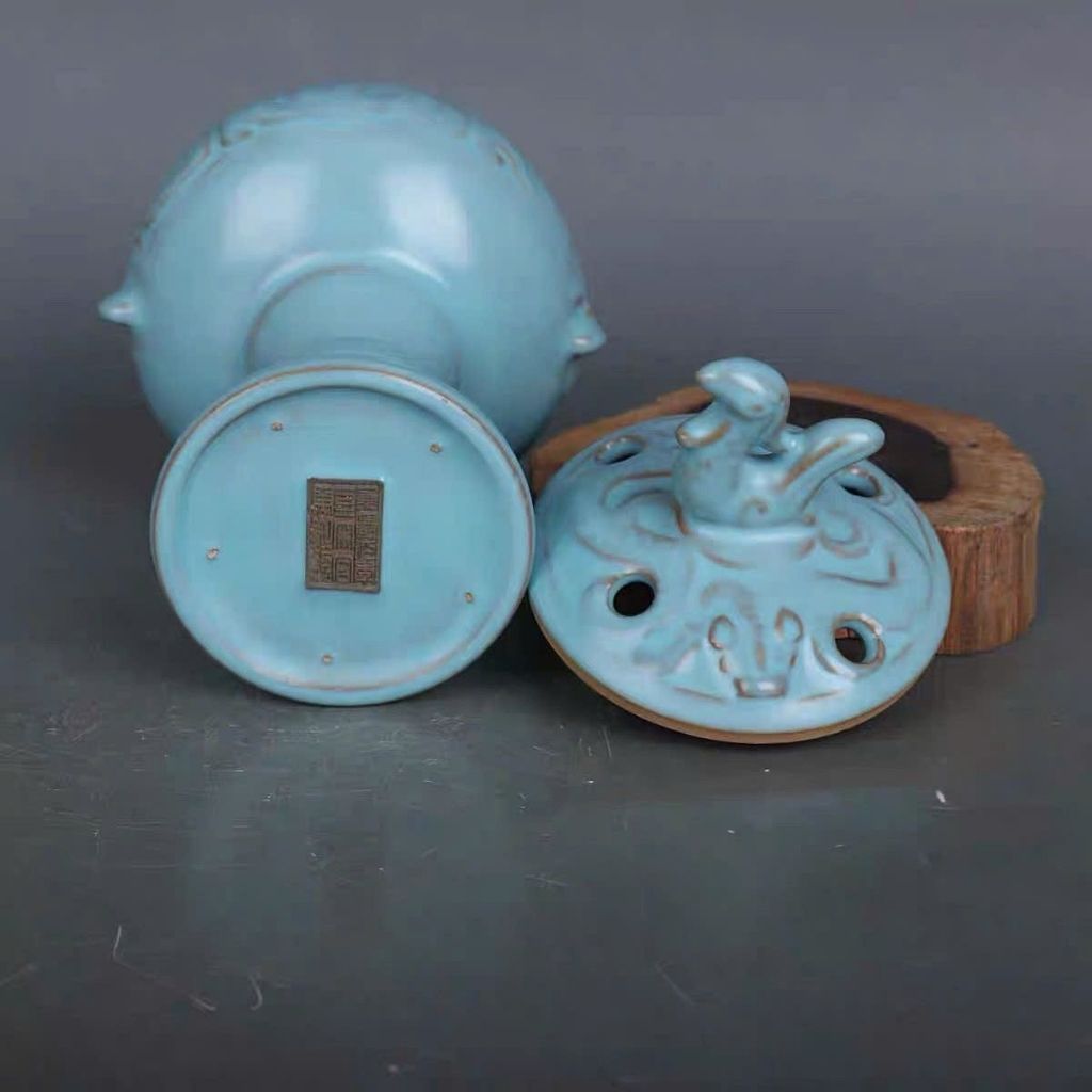  Lư Xông Trầm Gốm Sứ Men Xanh Thiên Thanh Cổ Điển BKCECN-9899 