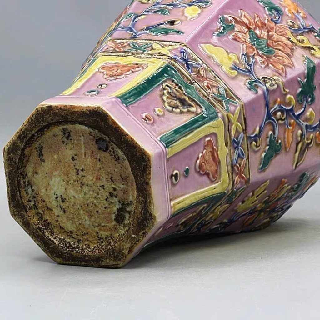  Mai bình gốm điêu khắc men hồng sưu tầmBKCECN-9900 