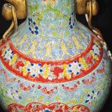  Bình tai đôi Pháp Lam họa tiết Thọ Đào BKCECN-9923 