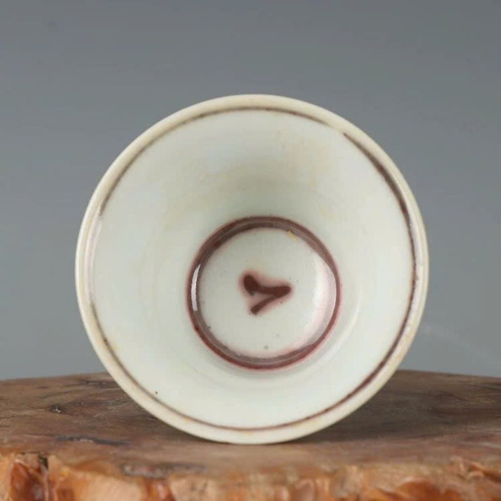  Ly Gốm Sứ Chân Cao Vẽ Phượng Hoàng Cổ  BKCECN-9956 