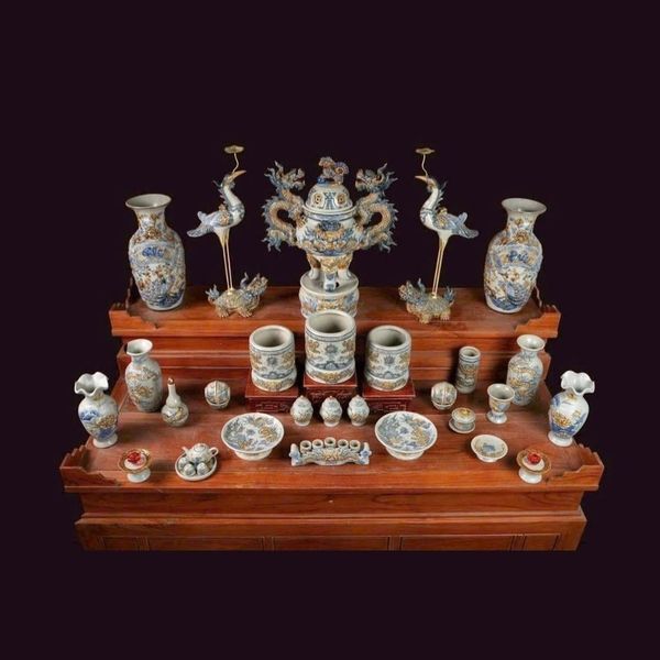  Bộ đồ thờ gốm sứ bát tràng men rạn BKCECN-9960 