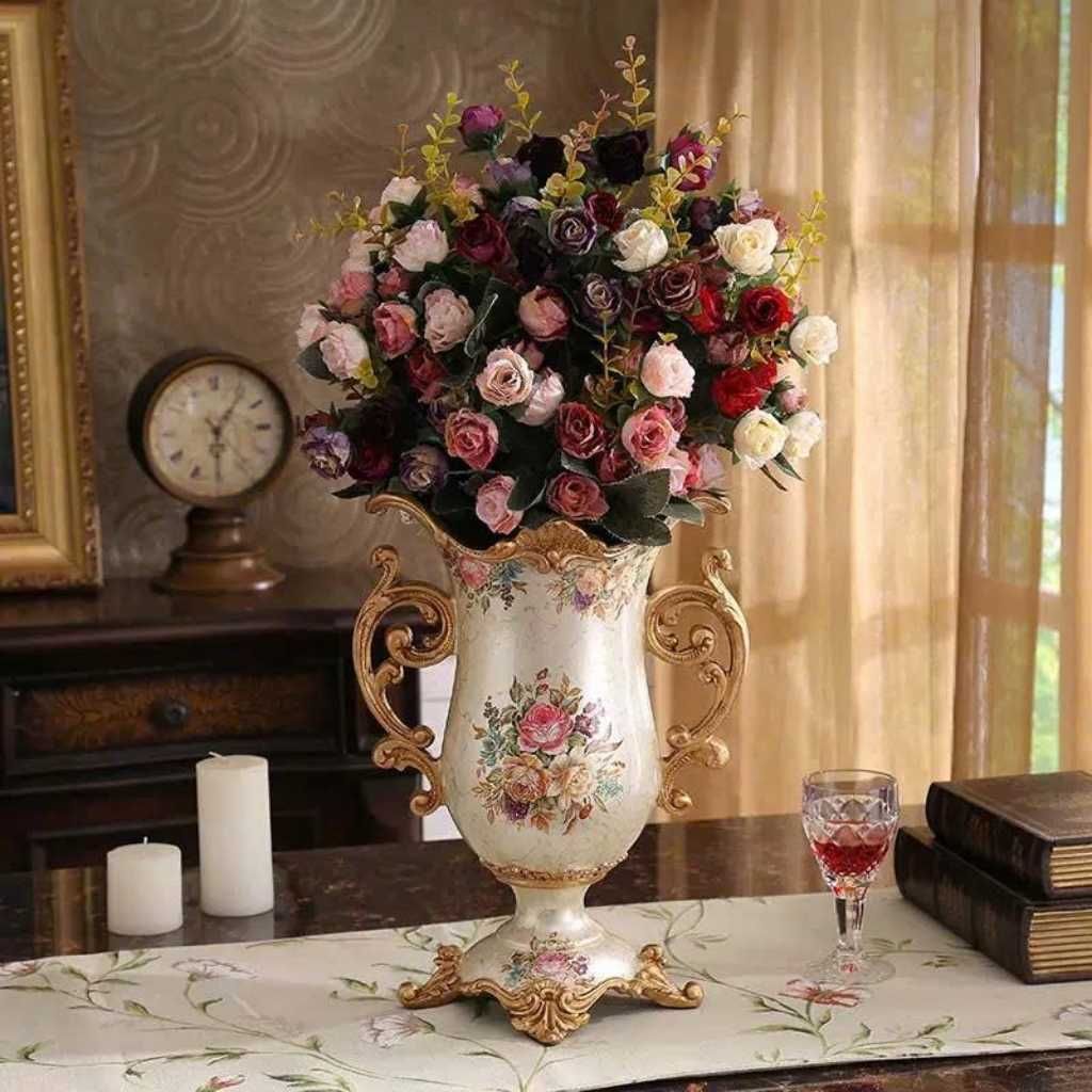  Bình Gốm Cắm Hoa Dáng Cổ Điển Họa Tiết Hoa Hồng BKCECN-9962 