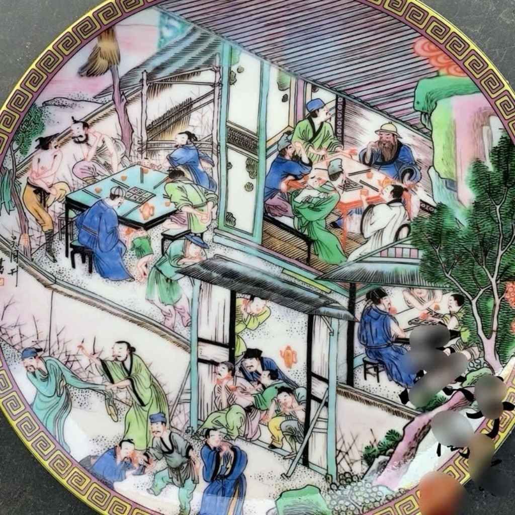  Đĩa Gốm Sứ Vẽ Cảnh Xưa Sưu Tầm Cao Cấp BKCECN-9997 