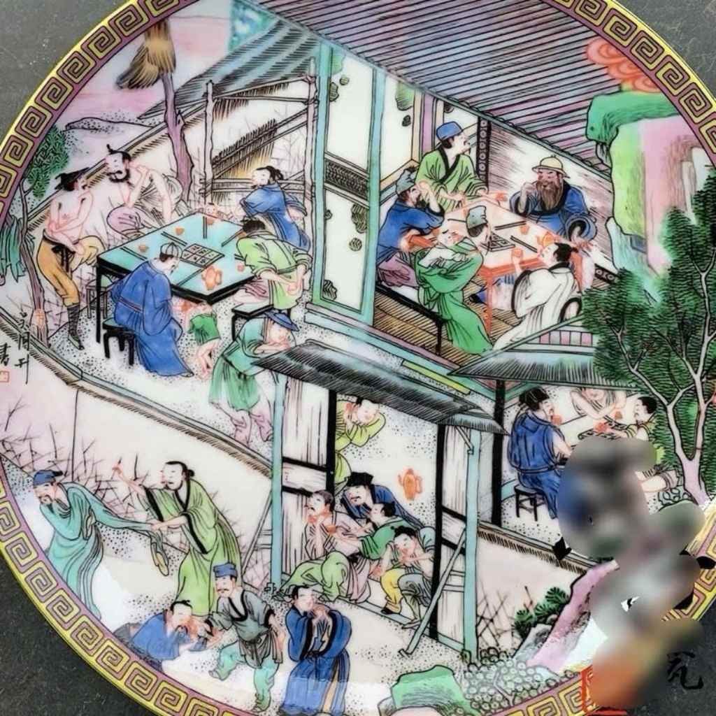  Đĩa Gốm Sứ Vẽ Cảnh Xưa Sưu Tầm Cao Cấp BKCECN-9997 
