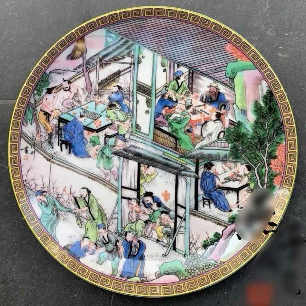  Đĩa Gốm Sứ Vẽ Cảnh Xưa Sưu Tầm Cao Cấp BKCECN-9997 