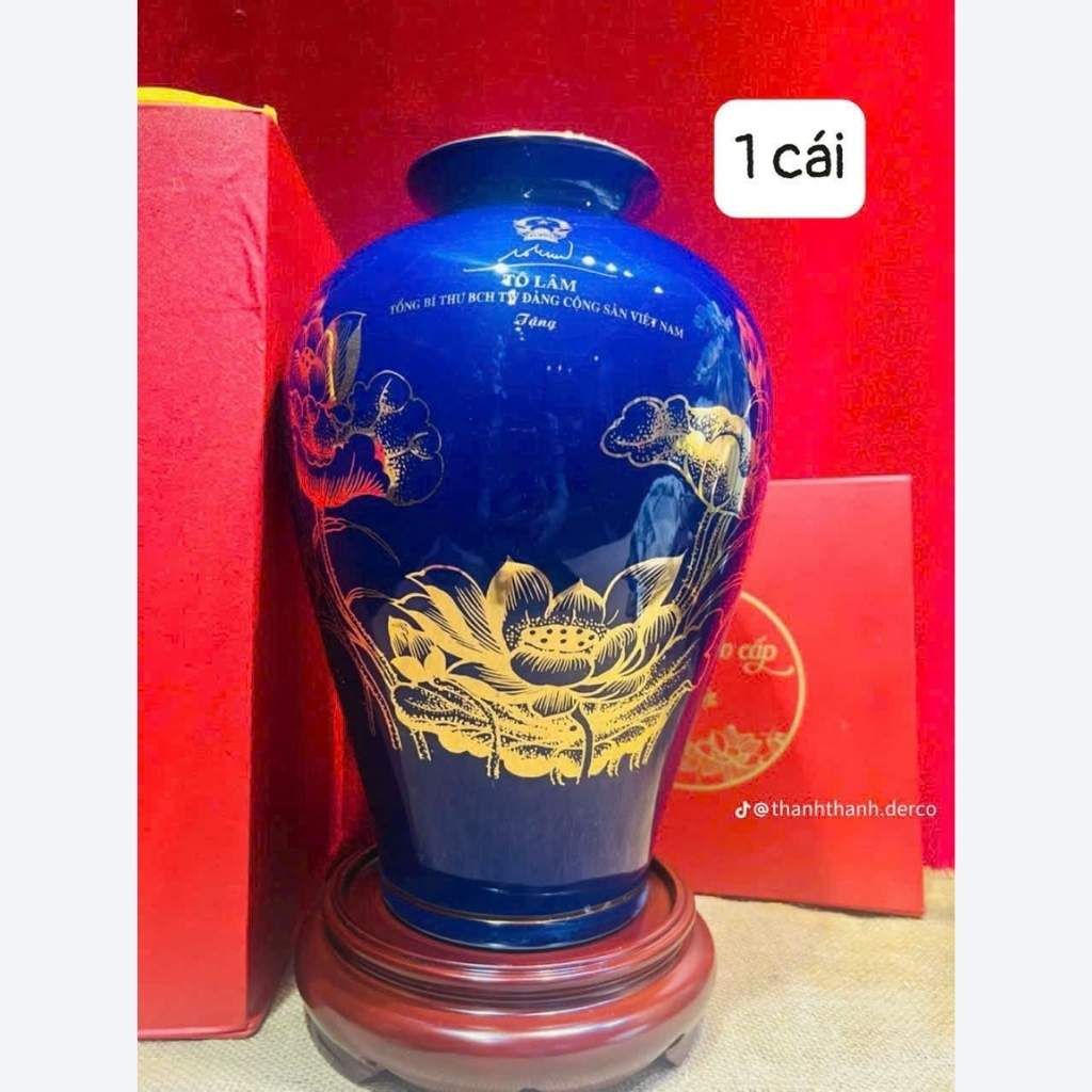  Bình Gốm Màu Xanh In Tổng Bí Thư Tô Lâm BKCEVN-10216 