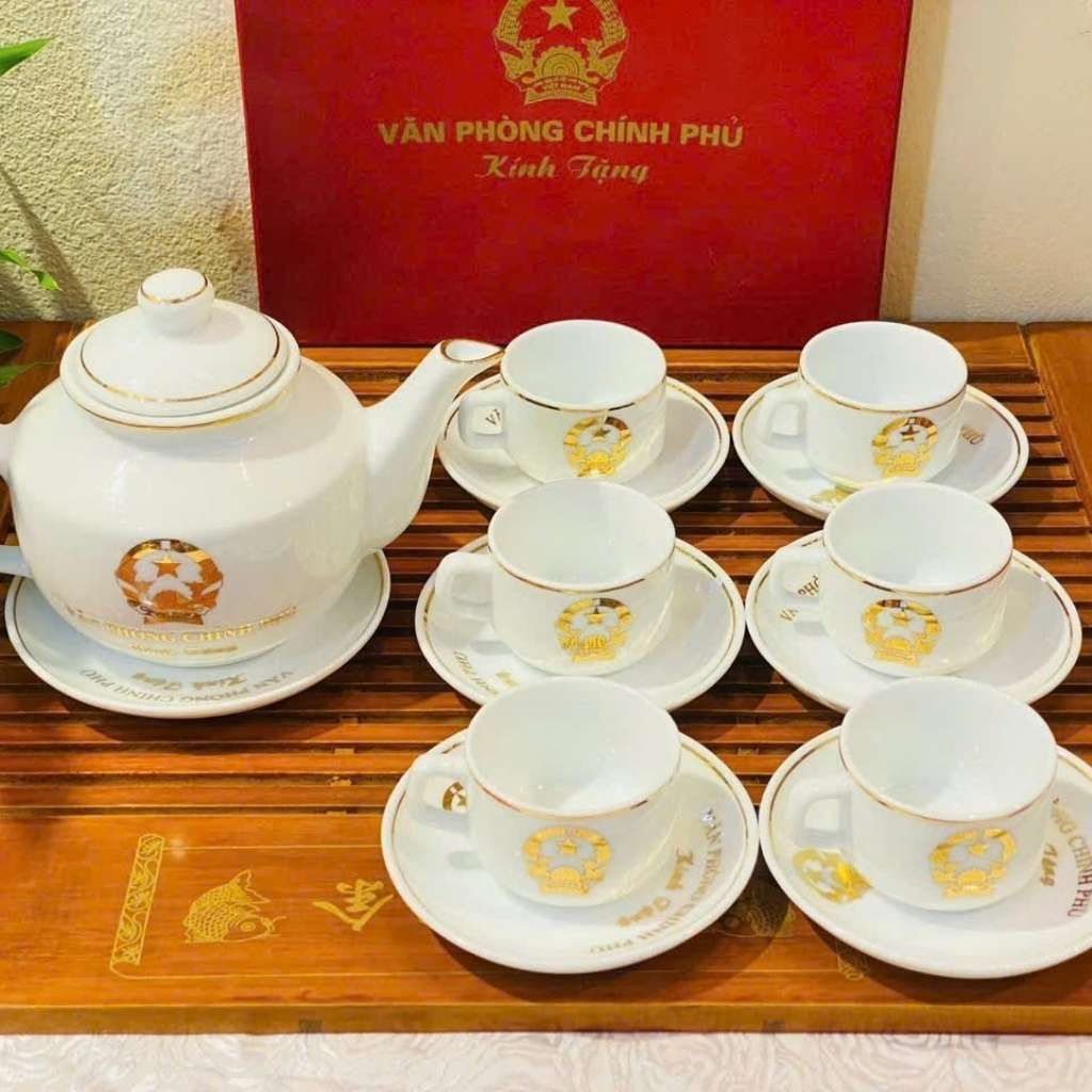  Bộ Ấm Chén Văn Phòng Chính Phủ Men Ngọc Cao Cấp BKCEVN-10240 