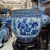  Thống thờ tứ cảnh men lam gốm sứ bát tràng BKCEVN-9326 