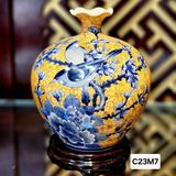  Bình Hút Lộc Vẽ Tay Họa Tiết Đôi Chim Xanh BKCEVN-9338 