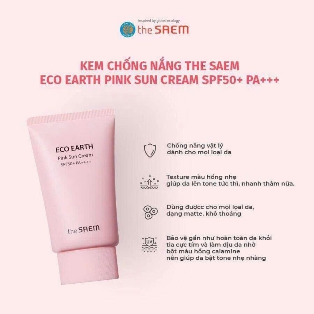  Kem chống nắng The Saem Eco Earth Power Pink SPF50 BKCOKR-9053 
