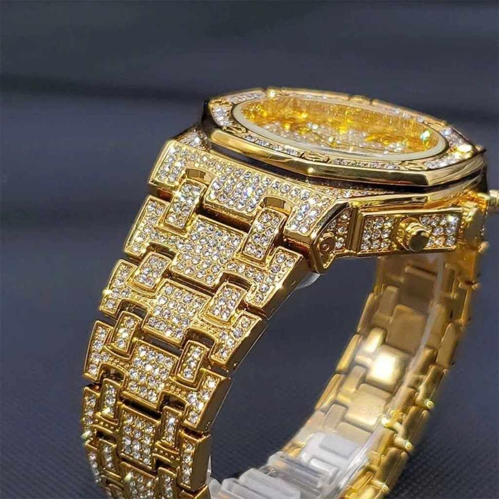  Đồng Hồ Nam Mạ Vàng Đính Đá Sang Trọng BKCOKR-9171 