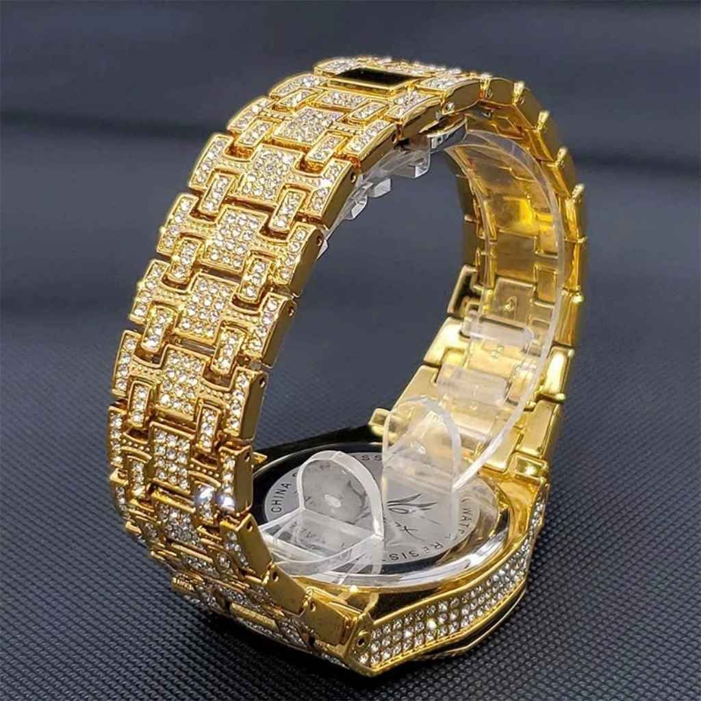  Đồng Hồ Nam Mạ Vàng Đính Đá Sang Trọng BKCOKR-9171 