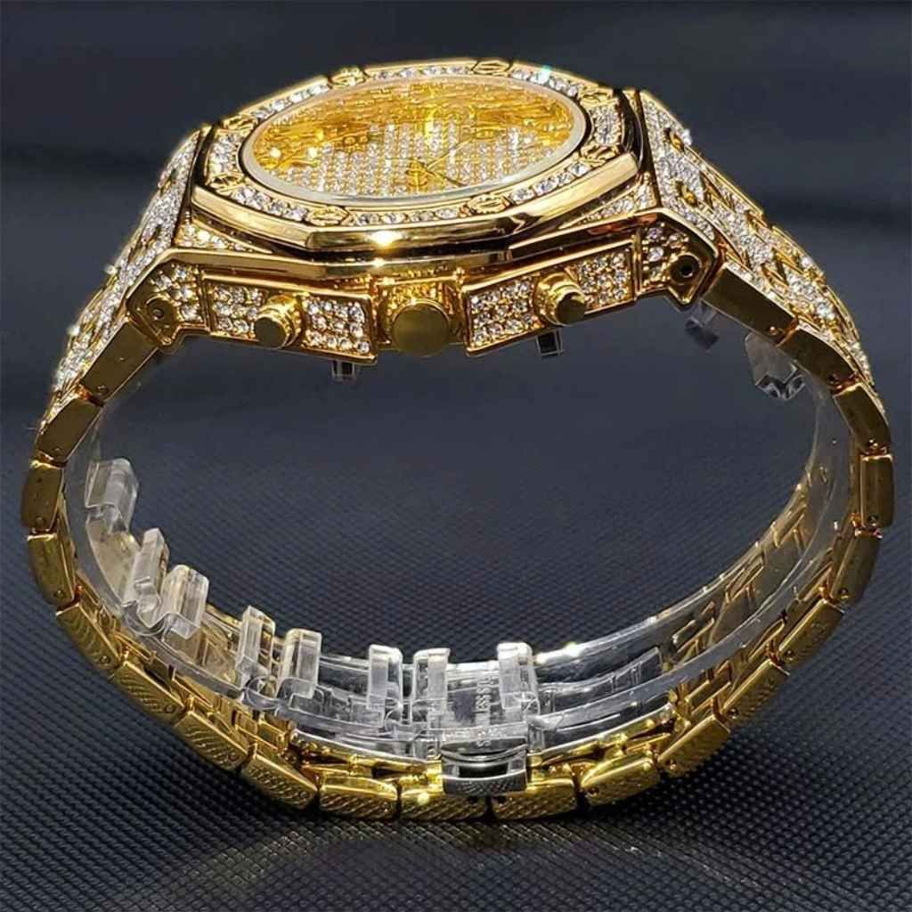  Đồng Hồ Nam Mạ Vàng Đính Đá Sang Trọng BKCOKR-9171 