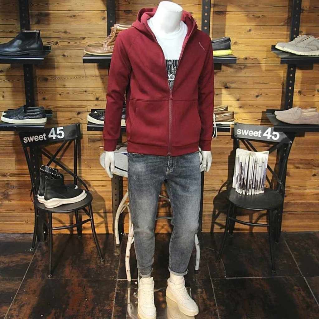  Áo Nỉ Có Mũ Kéo Khóa Nam Cao Cấp BKFACN-9373 