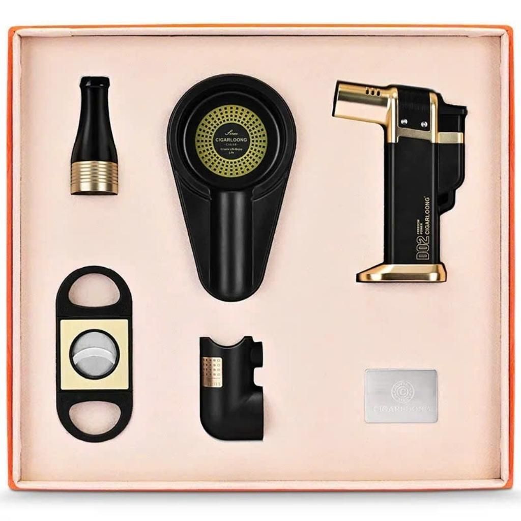  Bộ Dụng Cụ Hút Cigar Cigarloong Mạ Vàng BKFACN-9381 