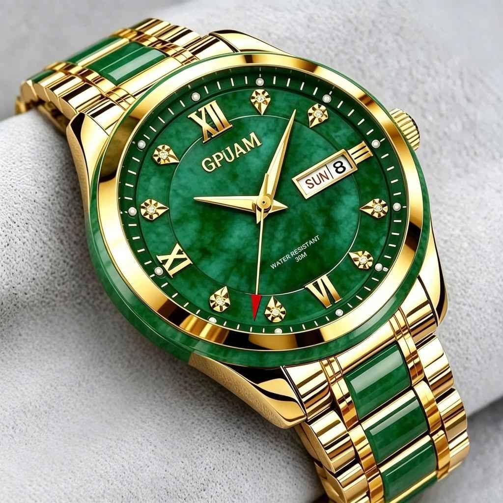  Đồng Hồ Nam GPUAM Cơ Tự Động Đính Ngọc Bích Hòa Điền BKFAVN-9420 