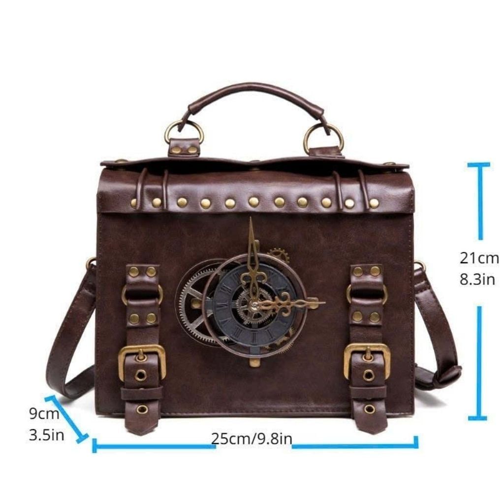  Túi Xách Da Đeo Chéo Phong Cách Steampunk La Bàn Cổ Điển BKFAVN-9421 