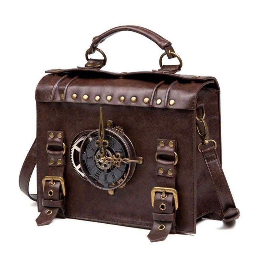  Túi Xách Da Đeo Chéo Phong Cách Steampunk La Bàn Cổ Điển BKFAVN-9421 