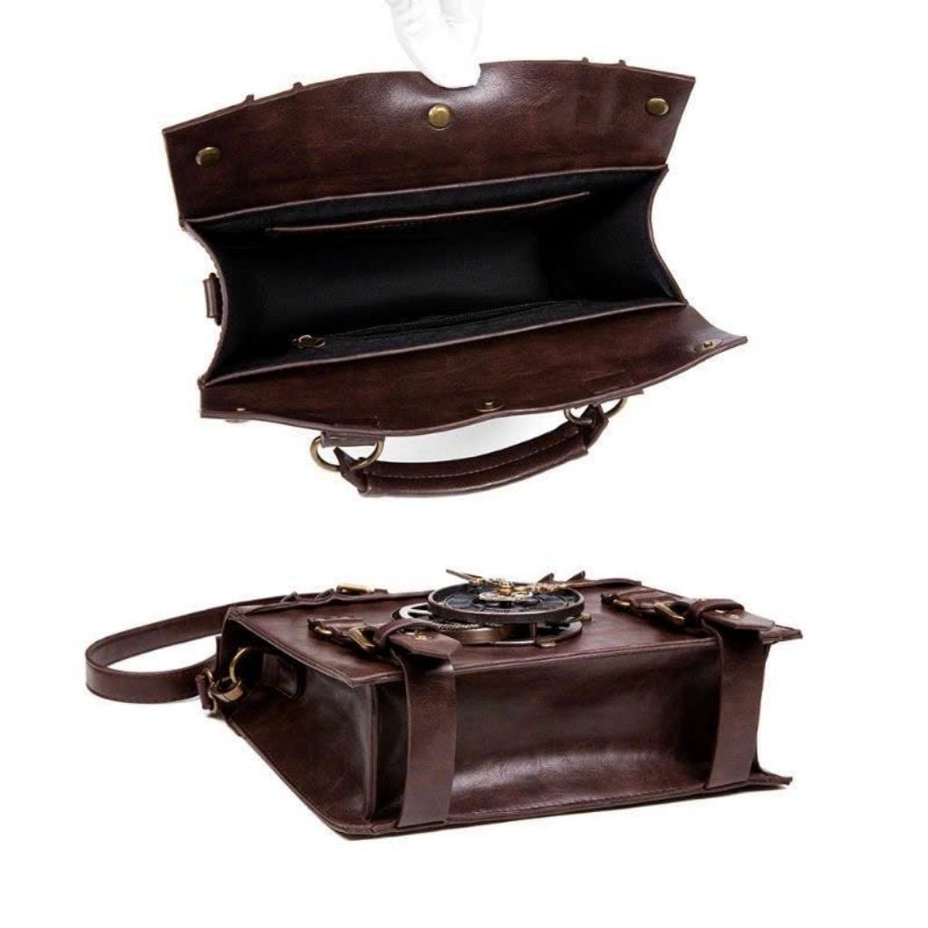  Túi Xách Da Đeo Chéo Phong Cách Steampunk La Bàn Cổ Điển BKFAVN-9421 