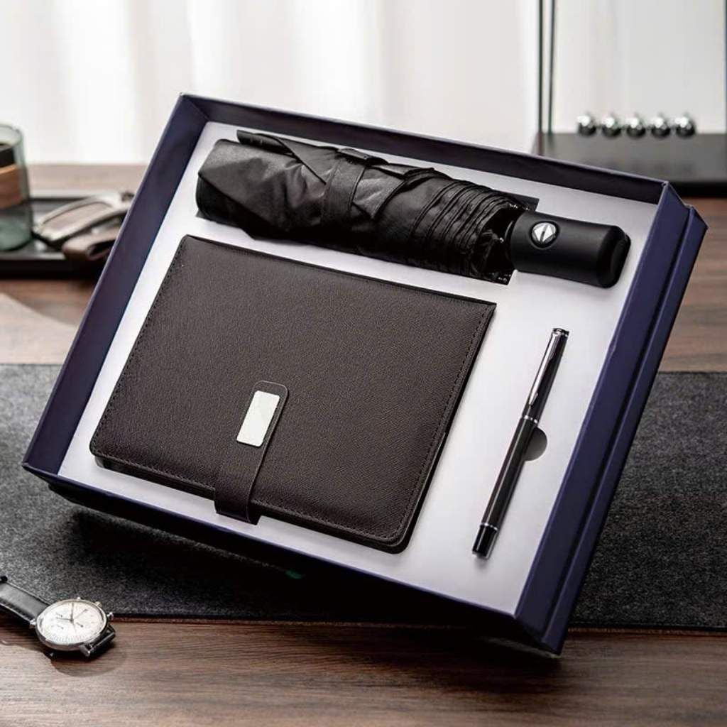  Set Quà Tặng Doanh Nghiệp Sổ Da, Bút Ký Và Ô Che Nắng BKFAVN-9423 