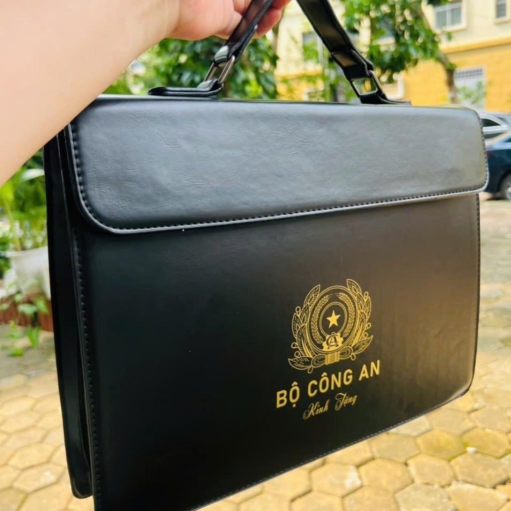  Cặp Sách Da Công Sở In Logo Bộ Công An Kính Tặng BKFAVN-9430 